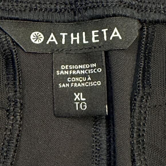 Athleta Jogger Pants Womens XL Black High Rise Rib Waist Zip Pockets Stretch - Picture 12 of 13